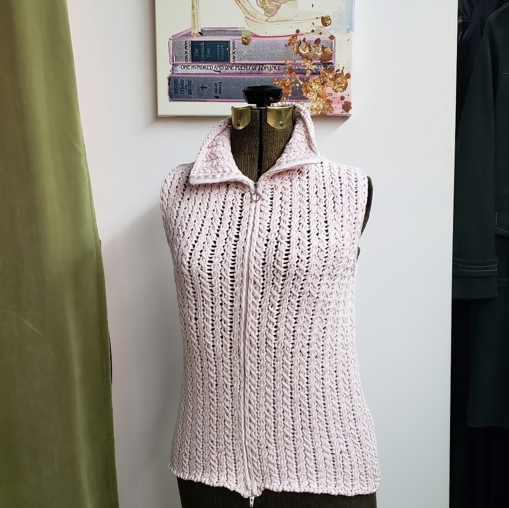 Brunello Cucinelli Cotton Gilet Knit Sleeveless Sweater Size Large